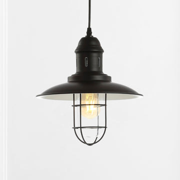 Deere 12" Adjustable Iron/Glass Cage Light LED Pendant - JONATHAN Y